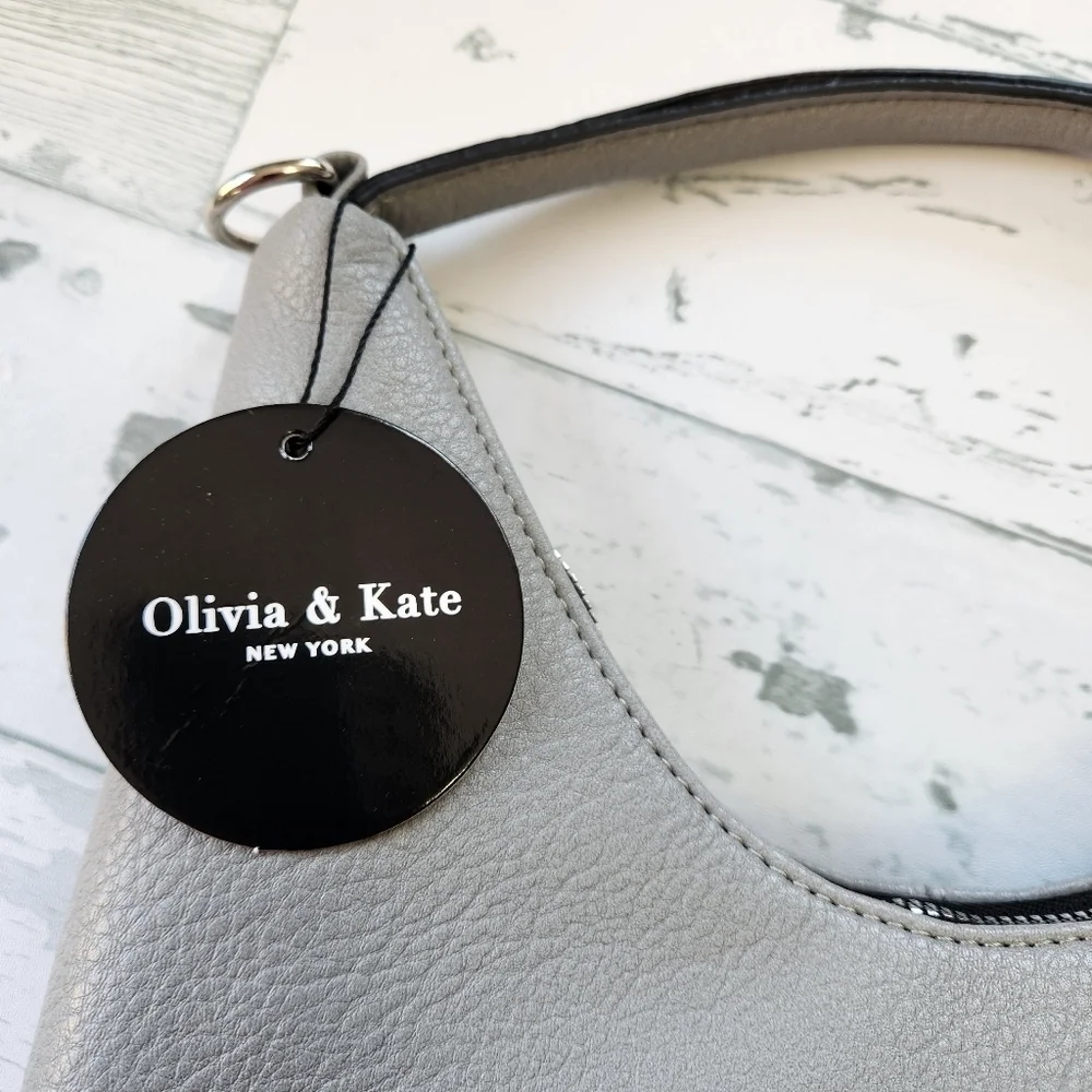 Olivia & KATE Gray Hobo Bag w/ Eyelet Details NWT